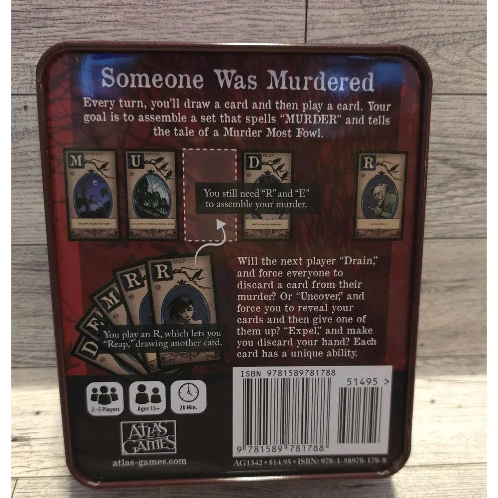 Murder Of‎ Crows 2nd Edition Card Game Tin Box Atlas Games ATG 1342 Family Word